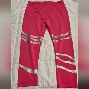 Vibrant Pink and Silver Kids Leggings